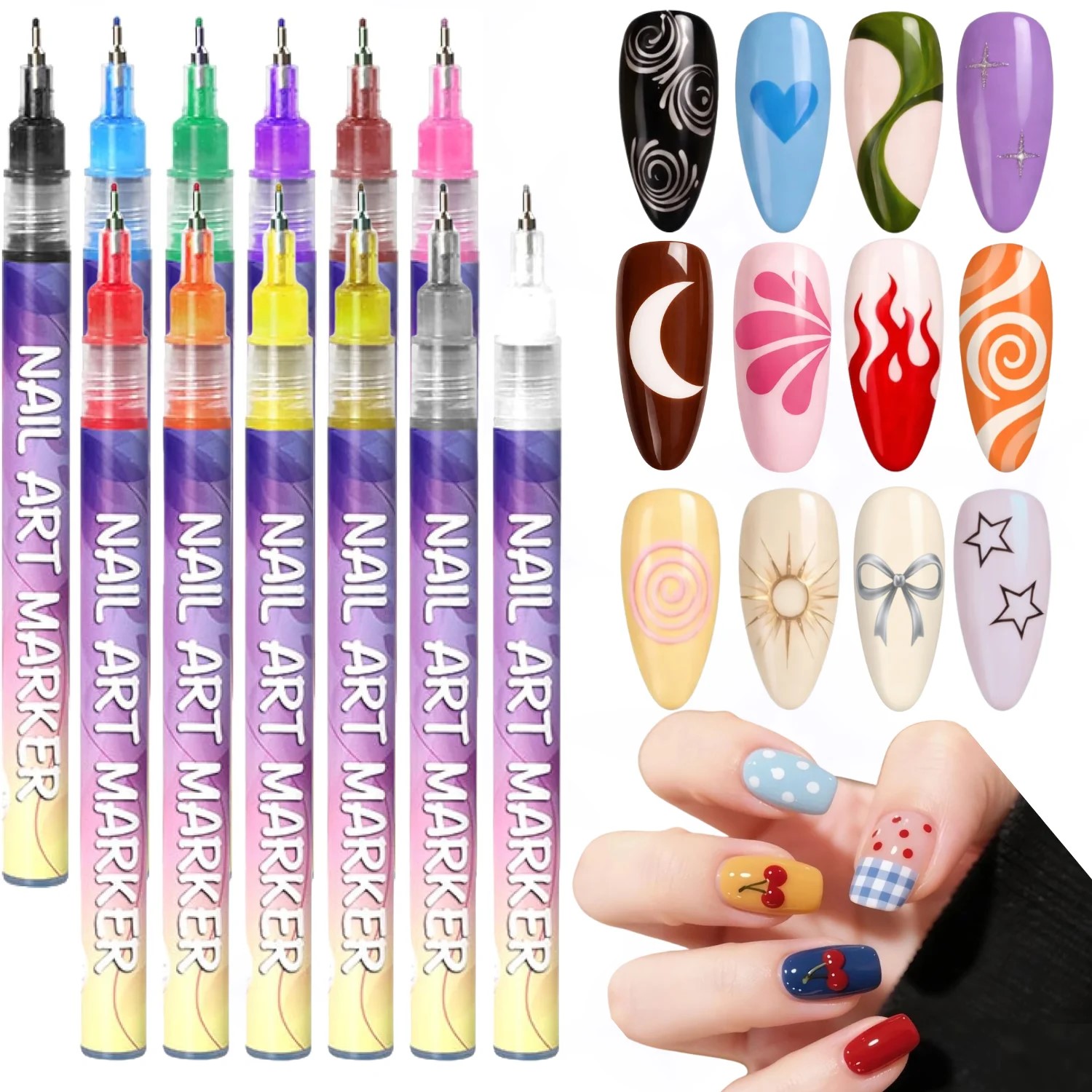 Photography Fine Art - 12 Kleuren 3D Nagelsticker Set, 0.5mm